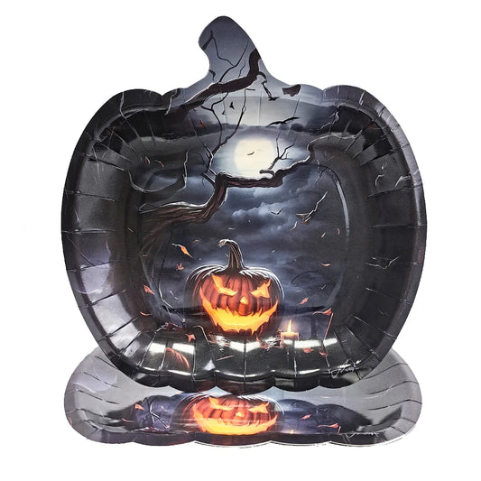 10–100x Halloween-Kürbis-Pappteller