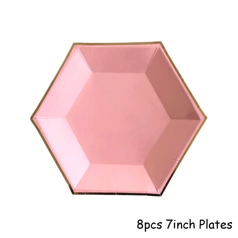 Rosa Gold Party Pappgeschirr