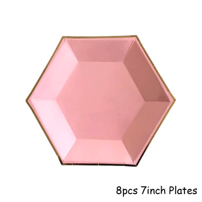 Rosa Gold Party Pappgeschirr