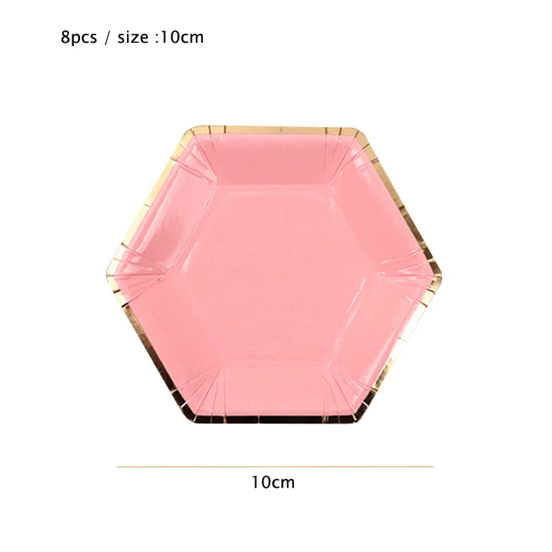 Rosa Gold Party Pappgeschirr