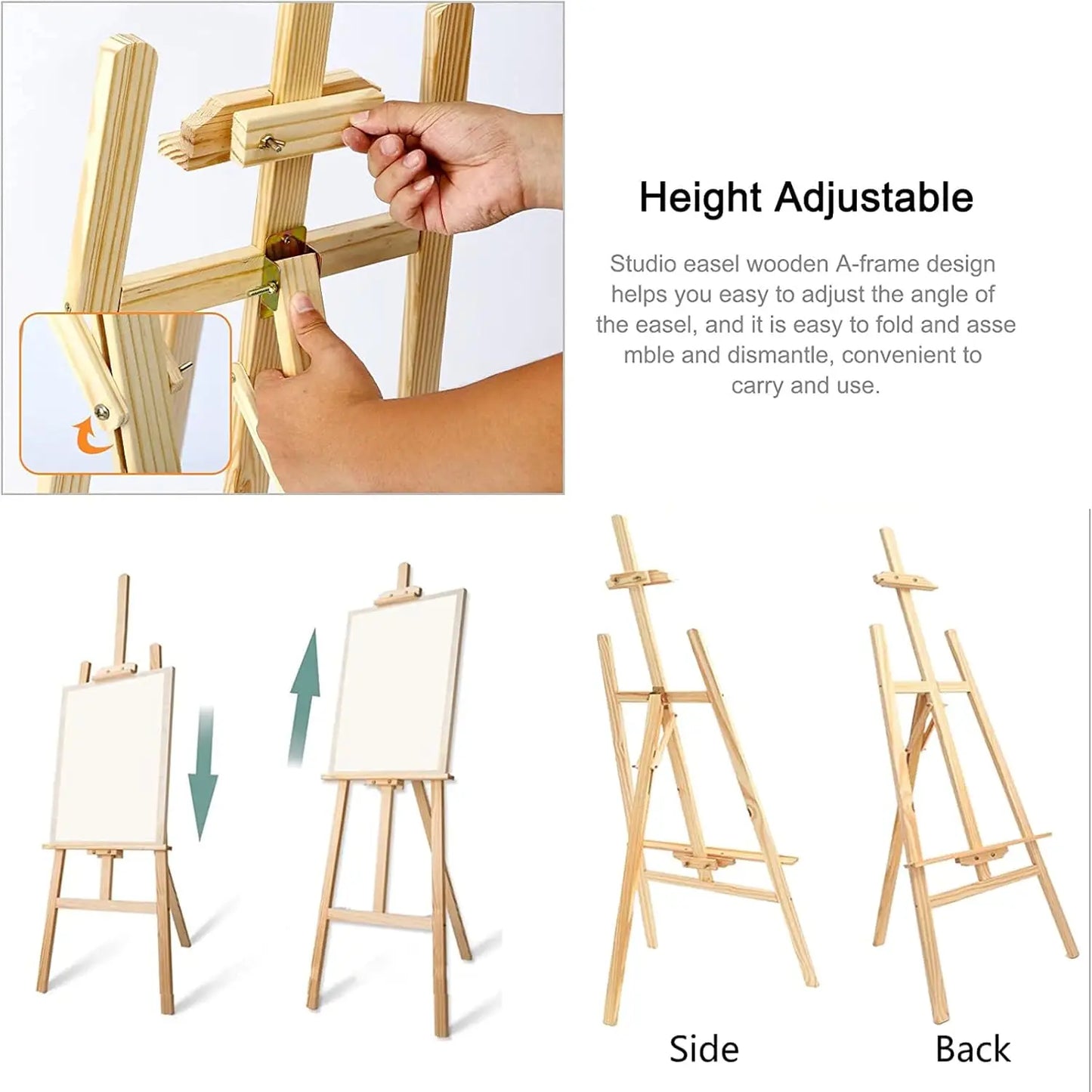 Holz-Staffelei im A-Rahmen – 1,5 m, verstellbar, ideal für Malerei, Studioarbeit oder als Leinwand- & Schildhalter.