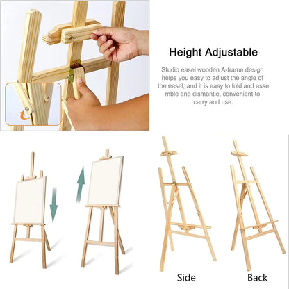 Holz-Staffelei im A-Rahmen – 1,5 m, verstellbar, ideal für Malerei, Studioarbeit oder als Leinwand- & Schildhalter.