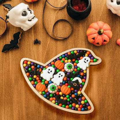 Halloween-Holztablett, Partyteller, Fledermausförmige Palette für Halloween-Dekoration