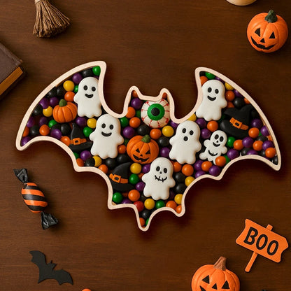 Halloween-Holztablett, Partyteller, Fledermausförmige Palette für Halloween-Dekoration