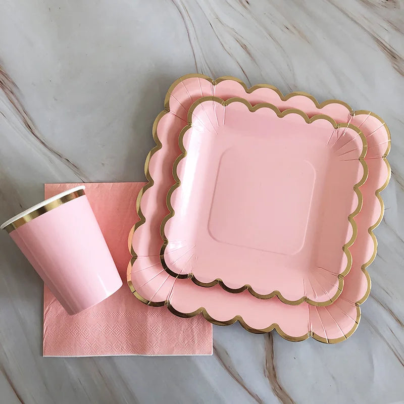 Rosa Gold Party Pappgeschirr