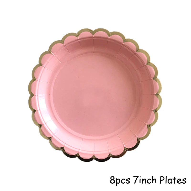 Rosa Gold Party Pappgeschirr
