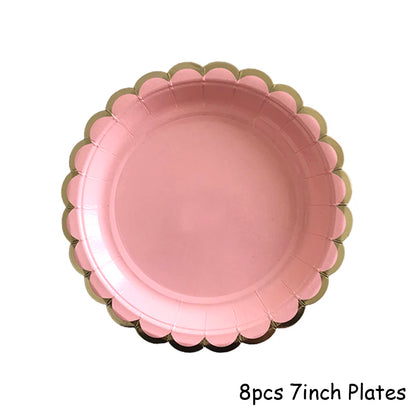 Rosa Gold Party Pappgeschirr