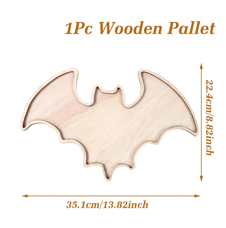 Halloween-Holztablett, Partyteller, Fledermausförmige Palette für Halloween-Dekoration