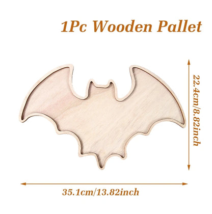 Halloween-Holztablett, Partyteller, Fledermausförmige Palette für Halloween-Dekoration