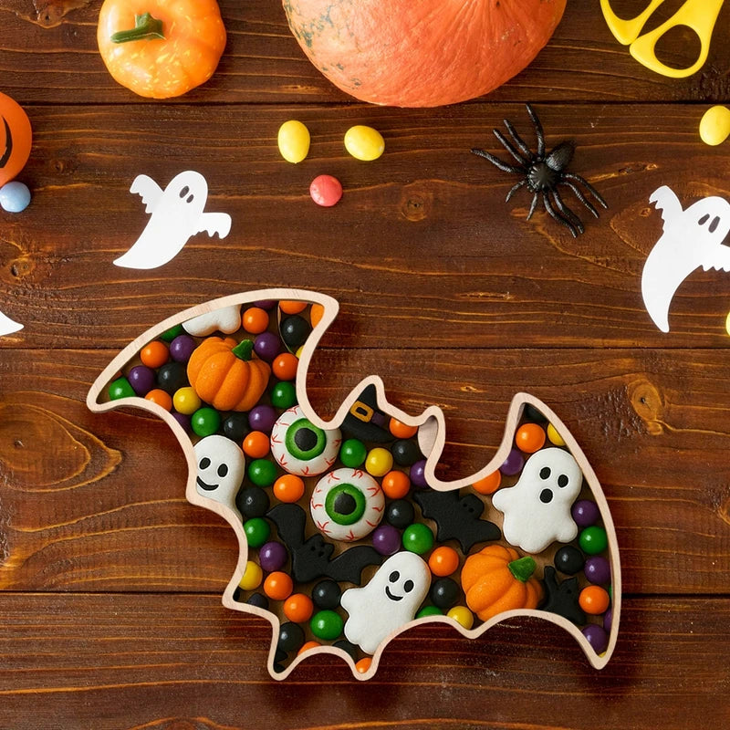 Halloween-Holztablett, Partyteller, Fledermausförmige Palette für Halloween-Dekoration