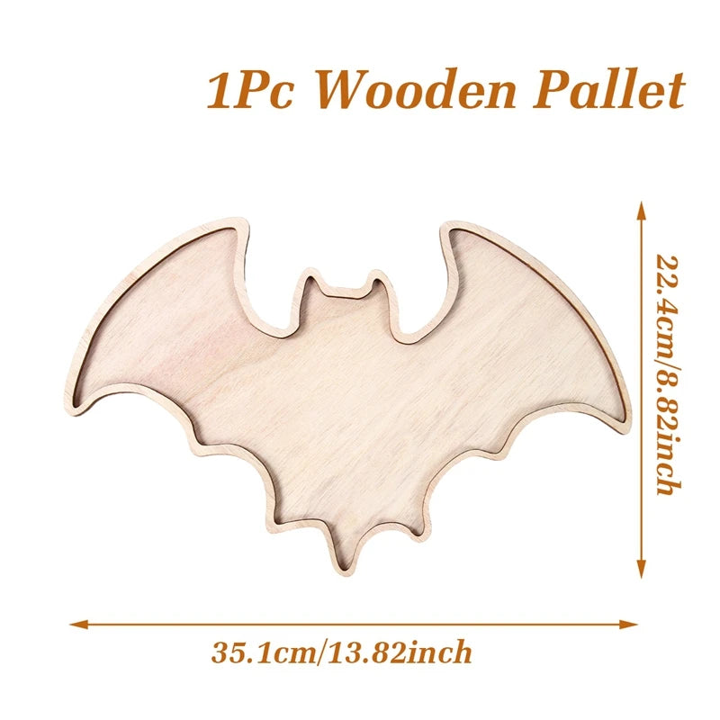 Halloween-Holztablett, Partyteller, Fledermausförmige Palette für Halloween-Dekoration