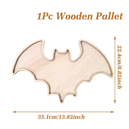 Halloween-Holztablett, Partyteller, Fledermausförmige Palette für Halloween-Dekoration