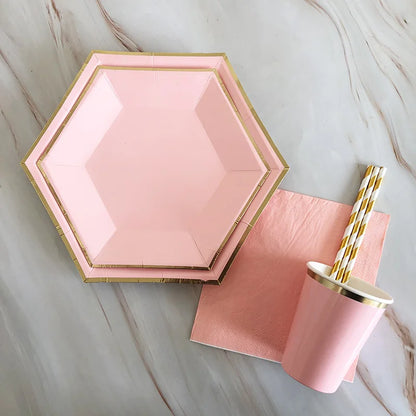 Rosa Gold Party Pappgeschirr