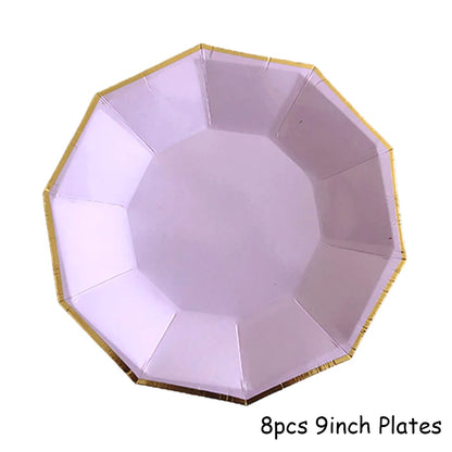 Lila Gold Party Pappgeschirr
