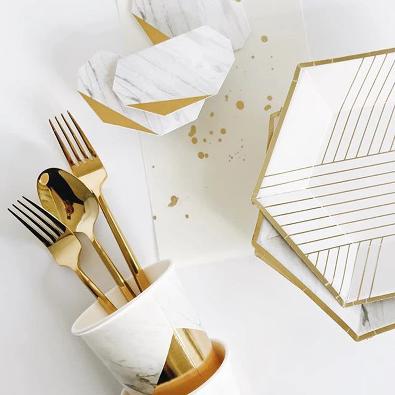 Weißes Thema Party Pappgeschirr