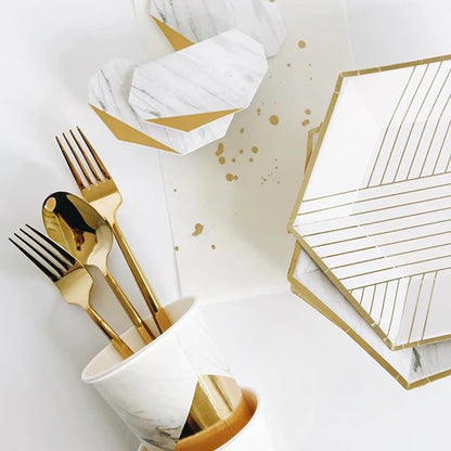 Weißes Thema Party Pappgeschirr