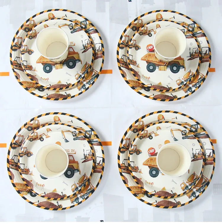 Baustellen Bagger Pappgeschirr