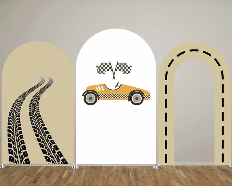 Racing Car Track Boy Birthday Hintergrund Bezug