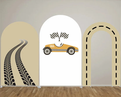 Racing Car Track Boy Birthday Hintergrund Bezug