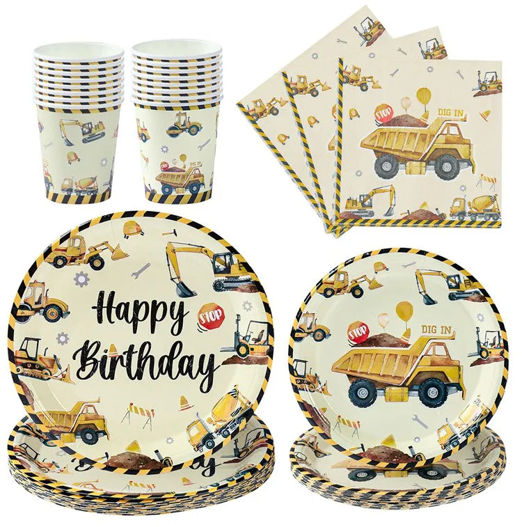 Baustellen Bagger Pappgeschirr