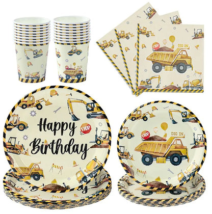 Baustellen Bagger Pappgeschirr