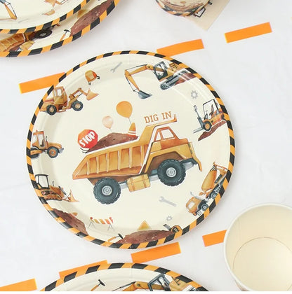 Baustellen Bagger Pappgeschirr