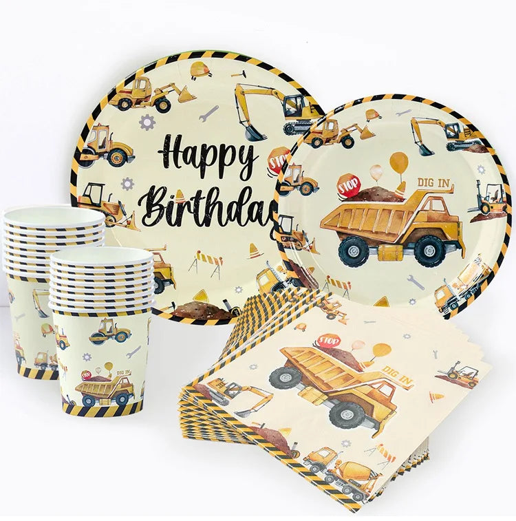Baustellen Bagger Pappgeschirr
