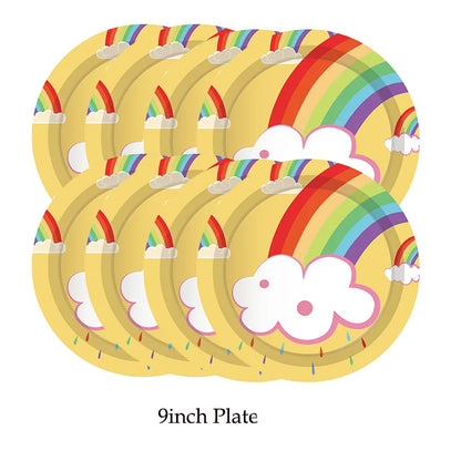 8/40 Stück Regenbogen-Wolken- Pappgeschirr