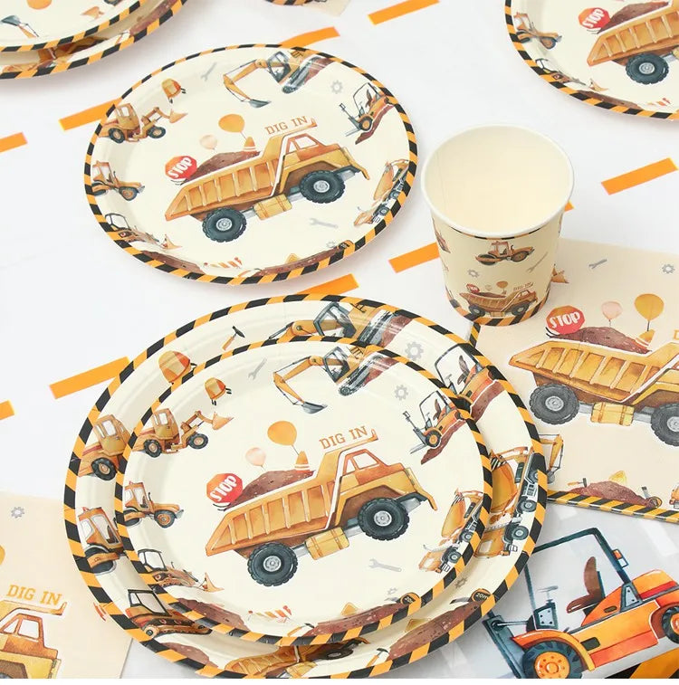 Baustellen Bagger Pappgeschirr