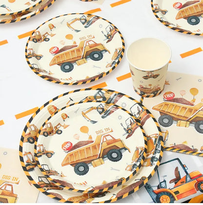Baustellen Bagger Pappgeschirr