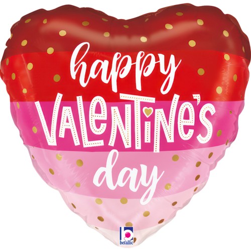 Happy Valentines Day - Satin Stripes - 24 inch - Betallic